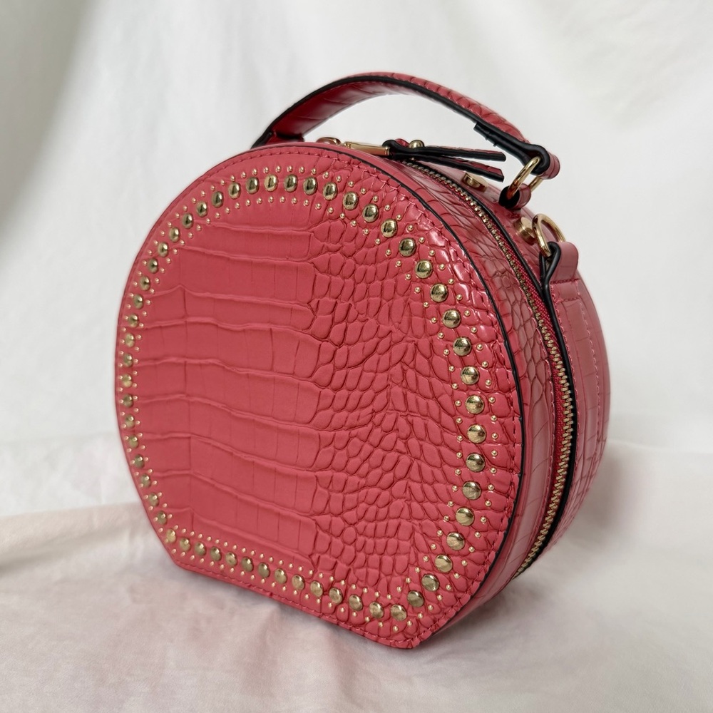INC Dusty Pink Rilie Studded Circle Top Handle Purse | Crossbody | Like New